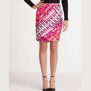Worthington Pink Black White Tie Dye Print Pencil Skirt Womens 10 M